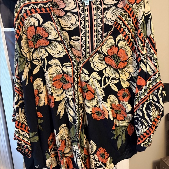 Nostalgia Black and Orange Floral Blouse - Picture 2 of 9